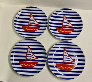 Set Of 4 (2 Sets) Vtg Tag Ceramic Sailboat Salad Or Appetizer 7.5” Plates - Picture 1 of 10