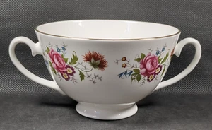 Royal Grafton-Round 2 Handled Cup-Bone China-White with Pink Rose Design - Picture 1 of 14