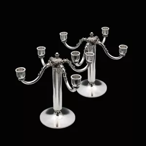 Peter Hertz - Copenhagen. A pair of Art deco Silver Four-Light Candelabra - 1931 - Picture 1 of 10