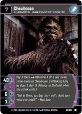 STAR WARS FREE BATTLE OF YAVIN BOOSTER + CHEWBACCA (D) FOIL NM scratches - Image 1 of 2