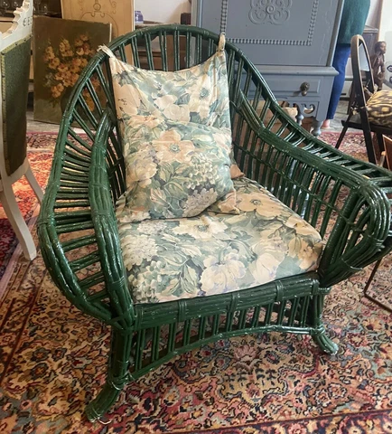 Antique Green Wicker 6 pc Furniture Set - Circa 1920s Cover