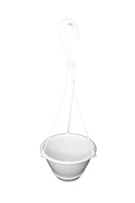 MINI cesta suspensa 6" com pires - Plástico branco - Conjunto de 25 - KOBA - Imagem 1 de 4