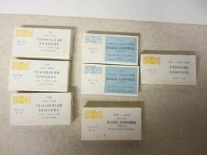 VINTAGE UNUSED Lot of 7 First Pac-Kit Aid Bandage Gauze Compress - Picture 1 of 7