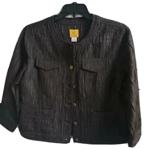 Ruby Road Women's Dress/Casual Jacket Black Shimmer Button Up size 12 #LTCH - Picture 1 of 5