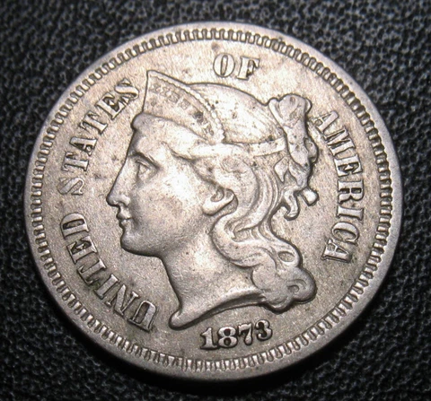 Old US Coins 1873 Obsolete Highgrade Three Cent Piece Cover