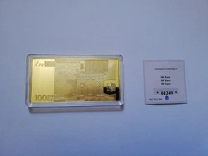 100 EURO BANKNOTE / GELDSCHEIN - BARREN - GROß 100mm x 50mm/ VERGOLDET - Bild 1 von 4