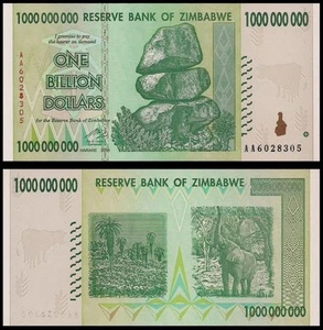 Zimbabwe 1 Billion Dollars 2008 Banknote AA+ Uncirculated UNC P-83 - Picture 1 of 2