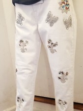 Womens / Ladies Beautiful Butterflies & Flowers Rhinestone Jeans