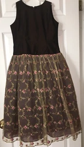 Joan Calabrese Girls Dress sz 8 Pageant Holiday Brown Floral Embroidery Organza - Picture 1 of 4