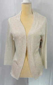 New Alexandra + Oak Women's Size Small Beige Knit Cardigan Sweater 3/5 Sleeves  - Picture 1 of 11