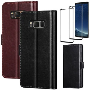 For Samsung Galaxy S8/S8+/S8 Plus Case Leather Rugged Cover + Screen Protector - Picture 1 of 36