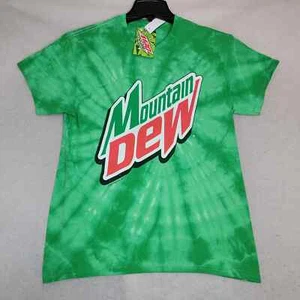 Mountain Dew Shirt Mens Medium M Green Tie Dye MT DEW Casual Pullover Retro NWT - Picture 1 of 10