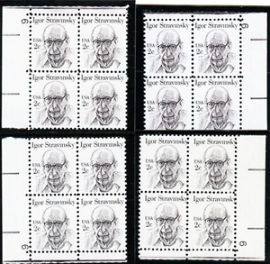 US 1845 Igor Stravinsky 2c - (1) Plt Blk of 4 -MNH- Plt #6-$10 Durland Value ea - Picture 1 of 1