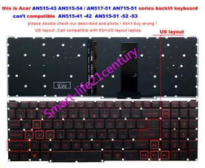 Nuevo teclado retroiluminado para Acer AN515-54 AN515-43 AN517-51 AN715-51,N18C3 N18C4 EE. UU. - Imagen 1 de 6