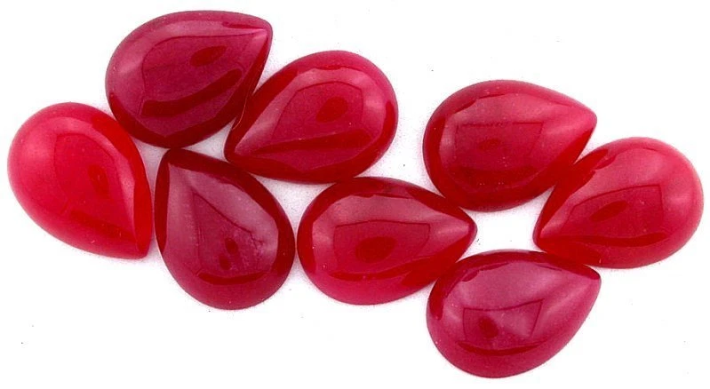 DOS 22x16 22mm x 16mm Teñido de Pera Rojo Jade Cabujón Piedra Preciosa Piedra CM195 Foto 1 de 1