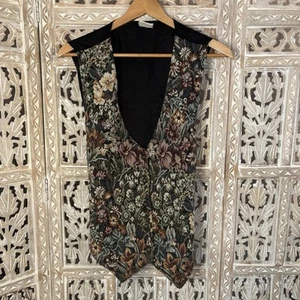 Vintage Bobbie Brooks Vest Womens Granny Floral Tapestry Cottagecore 1Size 4/16 - Picture 1 of 13