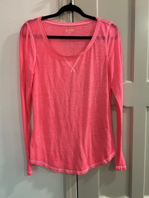 Camisa Pullover MUDD Para Mujer Grande Rosa Caliente Manga Larga Escote Redondo Foto 1 de 4