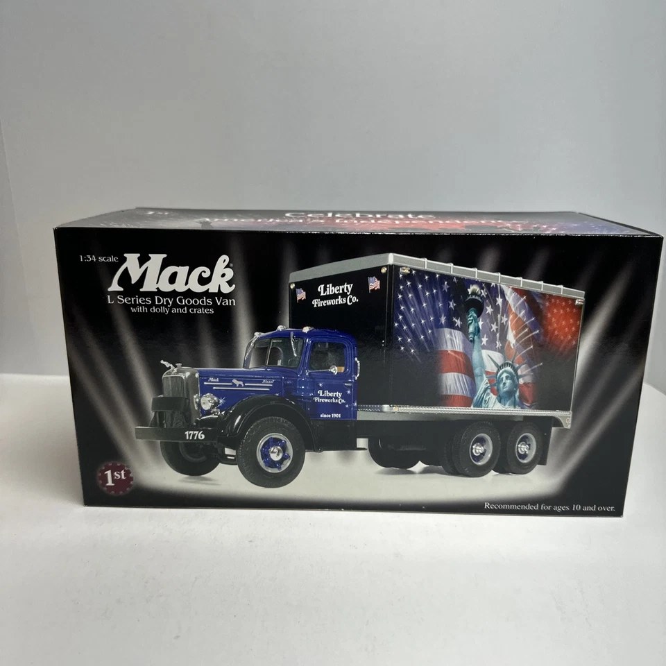 FIRST GEAR 19-3248 MACK SERIE L LIBERTY FUEGOS ARTIFICIALES ARTÍCULOS SECOS FURGONETA 1/34 BANDERA DE EE. UU. Foto 1 de 4
