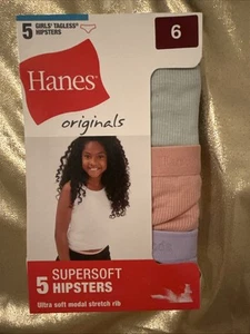 NWT Hanes Girls Originals 5 Pair Super Soft Hipster Panties Multi Color Size 6 - Picture 1 of 5