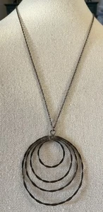 "Colgante de plata esterlina modernista cuádruple círculo 2"" cadena cuerda redonda 20""" - Imagen 1 de 5