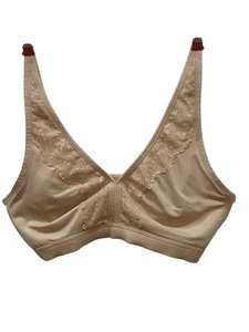 Parisian Intimates bra Sz M Beige Nylon Elastane Wireless Unpadded Back Close - Picture 1 of 6