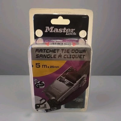 Master Lock Ratchet Tie-Down 5m X 25mm 400kg  - Image 1 of 3