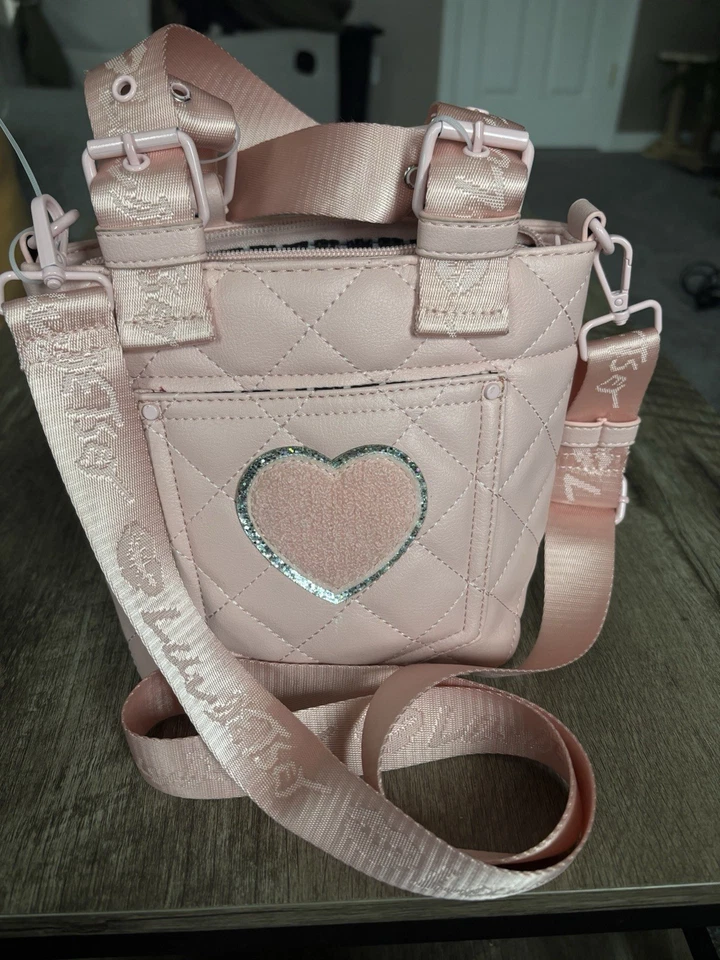Betsey Johnson Pink Quilted Mini Satchel/Crossbody Bag with Heart Detail NWOT - Image 1 of 4