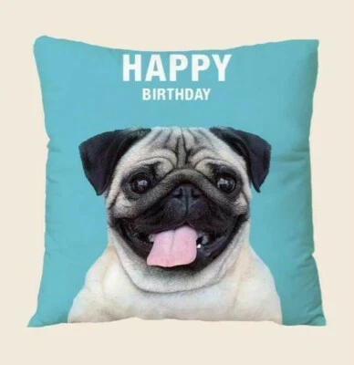 New Pug Dog Print Cushion Pillow Cover 45 cm x 45 cm Without Filler - Image 1 of 3