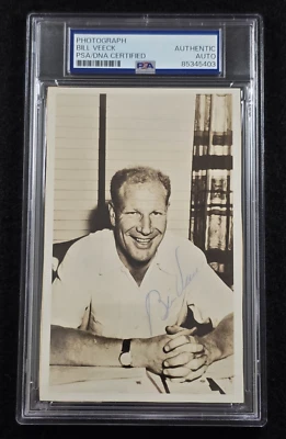 Foto Original Firmada por Bill Veeck-Salón de la Fama del Béisbol-JSA-PSA Losa Foto 1 de 4
