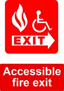 Zugänglicher Feuerausgang rot Feuerbeschilderung Acryl Vinyl Schild Aufkleber Aufkleber Sicherheit - Bild 1 von 1