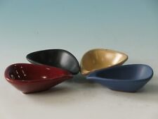 4 Ashtray of Clay Blue, Black, Red, Yellow Trofpenform 50er 50s Rockabilly