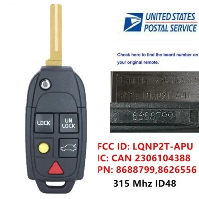 Replacement for Volvo 2004-07 XC70 2004-2014 XC90 Remote Flip Key Fob LQNP2T-APU - Image 1 of 4