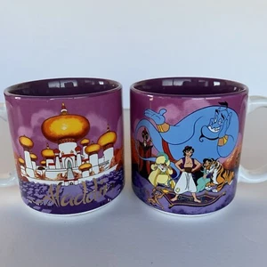 2 Aladdin Coffee Tea Mug Cup Japan Vintage 90’s Walt Disney Classic Cocoa Y2k - Picture 1 of 12