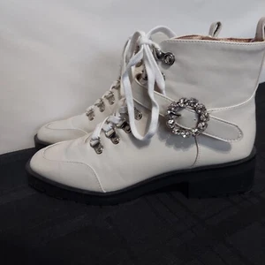 NANETTE LEPORE Irina Hiker Zipper Lace Up Combat Boots Size 7.5 - Picture 1 of 7