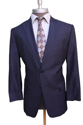 Versace Collection Nordstrom Blue Textured Wool Blend Two Button Blazer 46R - Image 1 of 4