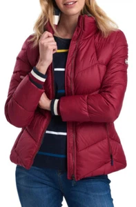 NWT Barbour Gangway Quilted Zip Puffer Coat Jacket US 8/UK 12 Deep Pink/Navy NEW - Picture 1 of 12