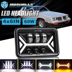 1PC 4x6" LED Headlight Hi/Lo Beam DRL Turn Signal for Oldsmobile Cutlass 1980-88 - Foto 1 di 12