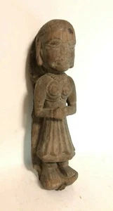 SELTENE ANTIKE INDISCHE HOLZ-FRAUENFIGUR UM 1800 ARCHITEKTONISCHES ORNAMENT INDIEN - Bild 1 von 12