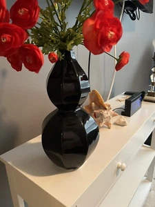 Beautiful Black Ceramic Vase. Very Heavy. 12 Inches Tall - Art Deco - Picture 1 of 2