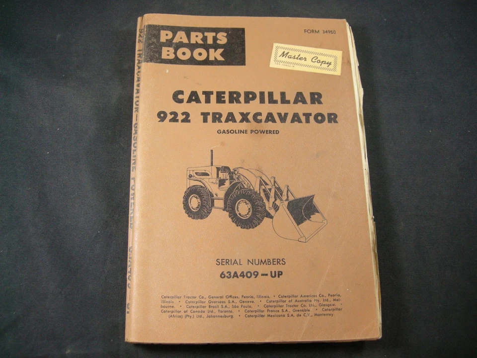 CAT Caterpillar 922 Traxcavator Tractor Parts Manual Book Catalog S/N 63A409-Up - Image 1 of 2