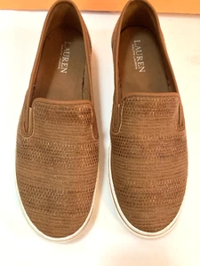 Lauren Ralph Lauren Janis" Slip-on Shoe Brn cott blend upper/rubber sole SZ 8.5m - Picture 1 of 19