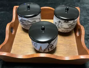 Einzigartige japanische Lehrling Geisha Teetassen mit Holztablett - 187 - Bild 1 von 23