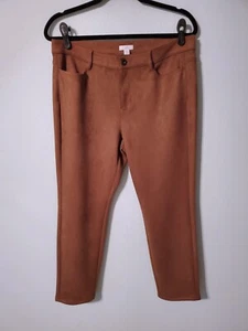 NWT J. Jill Chestnut Brown Faux Suede Skinny Leg Stretch Jean Size 12 Petite - Picture 1 of 6