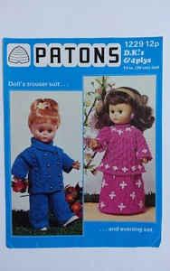 PATONS 1229 DOLLS CLOTHES KNITTING PATTERN ♡ - Picture 1 of 2
