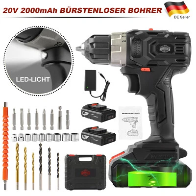 20V Akku-Bohrschrauber, 2 Akkus 2,0AH Akkuschrauber 48N·m Bürstenloser Bohrer - Bild 1 von 4