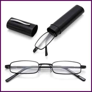 Schlanke Lesebrille mit Stiftclip Tube Etui tragbar leicht Lesebrille für - Bild 1 von 27