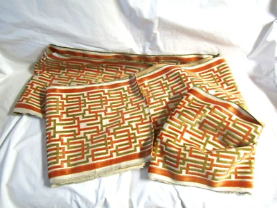 Vintage Mid Century Cisele' Velvet  13.5" Wide Orange/Avocado Green 6 2/3 Yards - Image 1 of 4