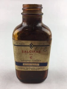 Vintage Salcipab w/C Pharmacy Medicine Bottle 5" Kirkman PharmaCal Washington - Picture 1 of 1