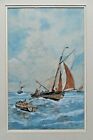 G. E Calvert. Watercolour. Shipping Scene, Yacht, Steamboat. 1911