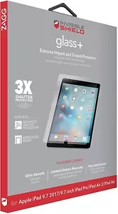 ZAGG InvisibleSHIELD Glass+ iPad 9.7" 2017/2018 Pro/Air Screen Protector Guard - Picture 1 of 4
